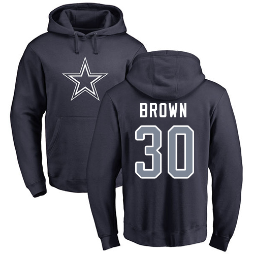 Men Dallas Cowboys Navy Blue Anthony Brown Name and Number Logo #30 Pullover NFL Hoodie Sweatshirts